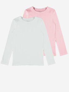 Sada dvoch dievčenských tričiek v ružovej a bielej farbe name it Top
