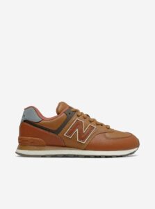 Hnedé pánske kožené topánky New Balance 574
