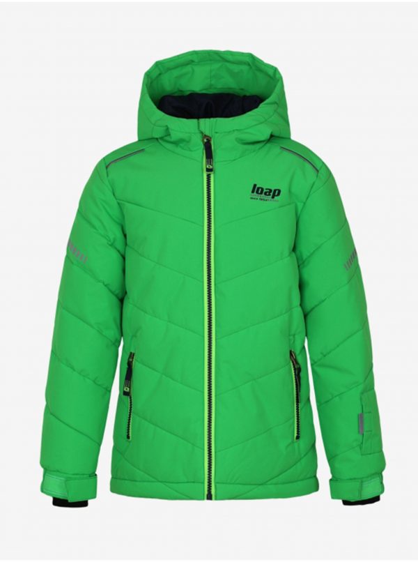 Zelená chlapčenská zimná bunda s kapucou LOAP