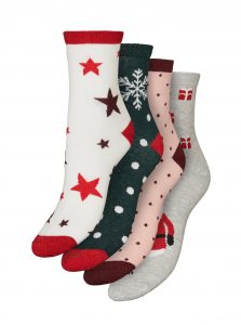 Sada štyroch párov vianočných ponožiek VERO MODA Joy
