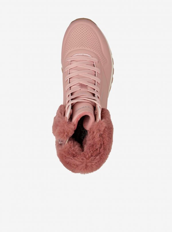 Ružové dámske zimné členkové topánky Skechers