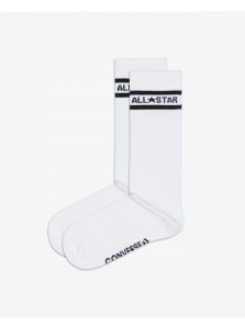 Sada dvoch párov unisex ponožiek v bielej farbe Converse