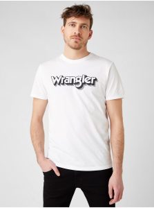 Biele pánske tričko s potlačou Wrangler SS Logo