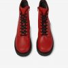 Červené dámske členkové kožené topánky na podpätku Camper Milah