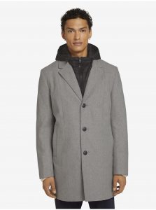 Svetlošedý pánsky zimný kabát s všitou vsadkou Tom Tailor Denim
