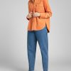 Oranžová dámska menčestrová košeľová bunda Lee
