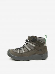 Šedo-zelené detské nepromokavé topánky s koženými detailmi Keen Hikeport 2 Sport