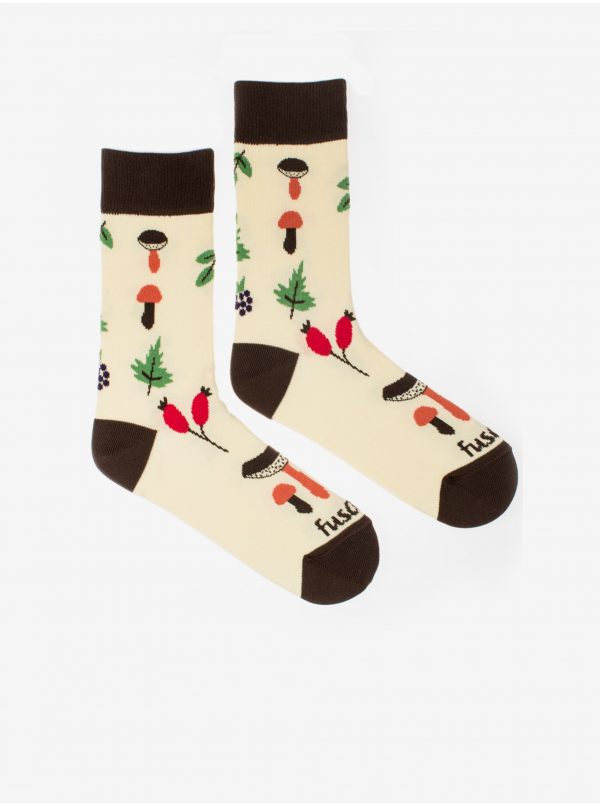 Krémové vzorované ponožky Fusakle Podhoubí