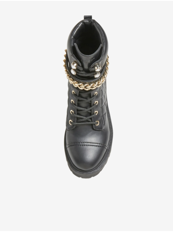 Čierne dámske členkové topánky s ozdobnými detailmi Guess