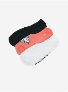 Sada troch párov dámskych ponožiek v čiernej, koralovej a bielej farbe Converse