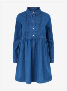 Modré rifľové košeľové šaty Pieces Heva