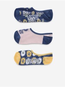 Sada troch párov vzorovaných dámskych ponožiek v žlutej, ružovej a modrej farbe VANS