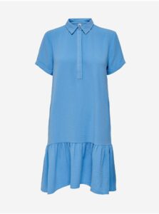 Modré košeľové šaty s volánom Jacqueline de Yong Lion