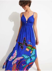 Modré dámske letné maxi šaty Desigual Belén
