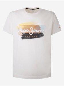 Krémové pánske tričko Pepe Jeans Aegir