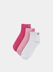 Sada troch párov dámskych členkových ponožiek v ružovej a bielej farbe  FILA