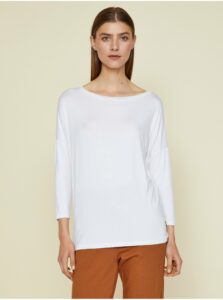 Biele dámske voľné basic tričko s 3/4 rukávom ZOOT Baseline Leticia