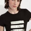 Zlato-čierne dámske tričko s potlačou Armani Exchange