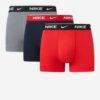 Sada troch pánskych boxeriek v červenej, tmavomodrej a šedej farbe Nike Trunk