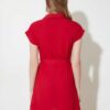Červené dámske košeľové šaty s opaskom Trendyol