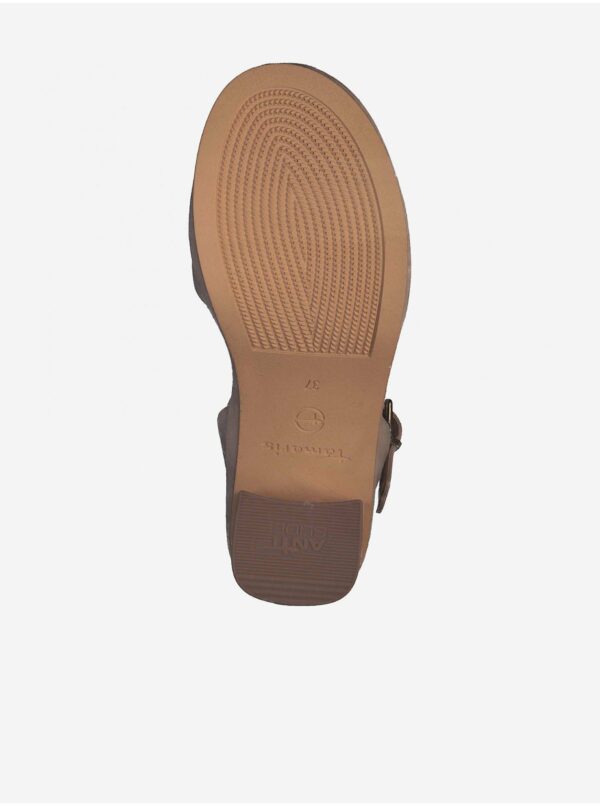 Béžové kožené sandále na podpätku Tamaris