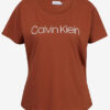Calvin Klein Core Logo Open Neck Tričko Oranžová