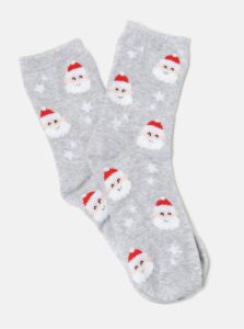 Svetlošedé ponožky s vianočným motívom CAMAIEU