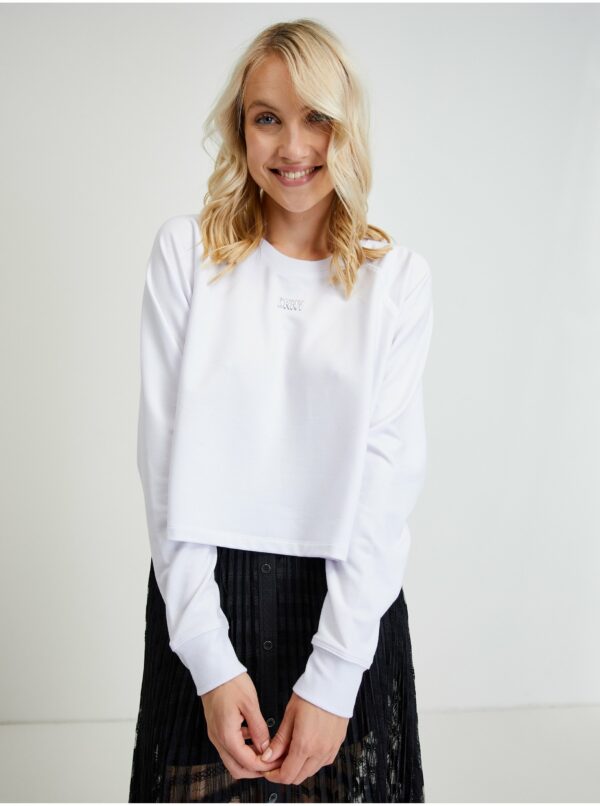 Tričká s dlhým rukávom pre ženy DKNY - biela