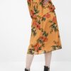 Žltá kvetovaná midi sukňa Jacqueline de Yong Solis