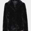 Čierny krátky kabát z umelého kožúšku Dorothy Perkins