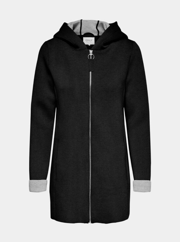 Čierny mikinový kabát s kapucou ONLY Lena
