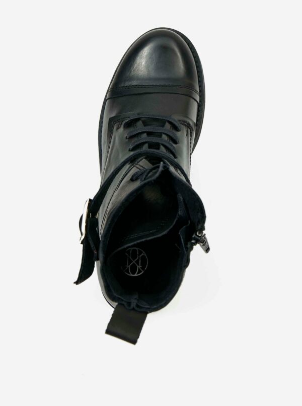 Čierne dámske kožené členkové topánky OJJU