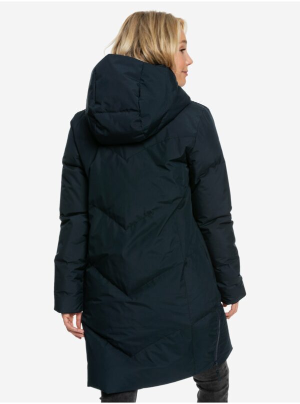 Čierna dámska prešívaná predĺžená zimná bunda s kapucou Roxy