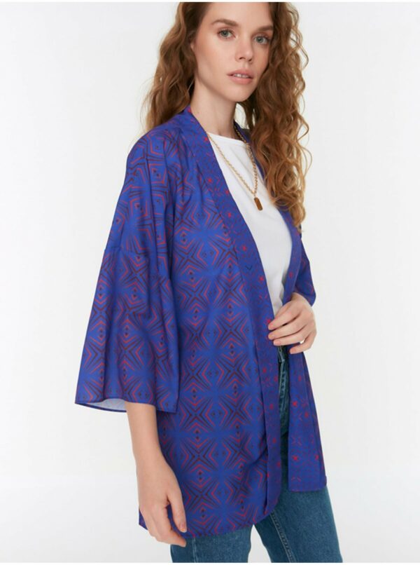 Modré vzorované kimono Trendyol
