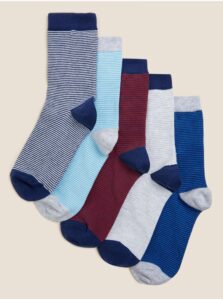 5 párov prúžkovaných ponožiek s vysokým podielom bavlny Marks & Spencer viacfarebná