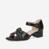 Čierne dámske kožené sandále na nízkom podpätku Caprice