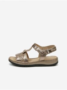 Dámske kožené metalické sandále zlatej farby Caprice