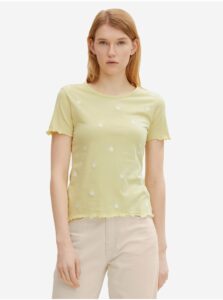 Svetložlté dámske kvetované tričko Tom Tailor Denim