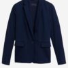 Modré predĺžené dámske jednoradové sako úzkeho strihu s vysokým podielom bavlny Marks & Spencer