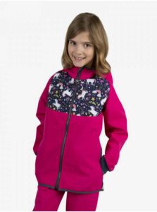 Ružová dievčenská softshellová vzorovaná bunda Unuo