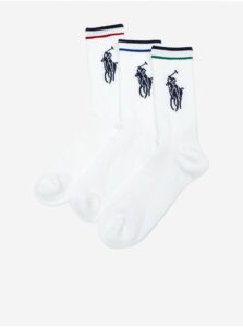 Sada troch párov ponožiek v bielej farbe POLO Ralph Lauren