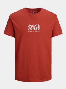 Červené tričko s potlačou na chrbte Jack & Jones Pol