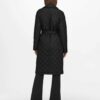 Čierny prešívaný ľahký kabát so zaväzovaním Jacqueline de Yong Tora