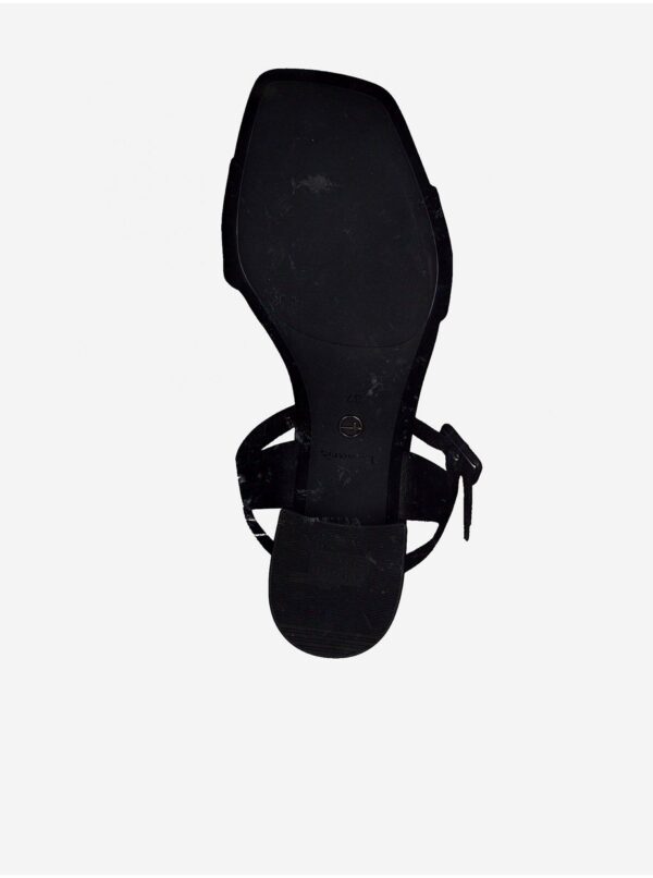 Čierne kožené sandále na podpätku Tamaris