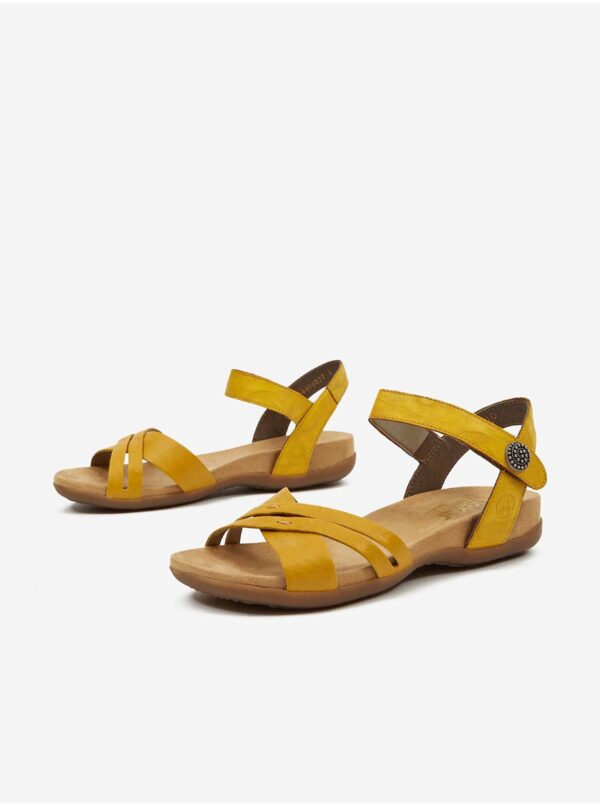 Žlté dámske kožené sandále Rieker