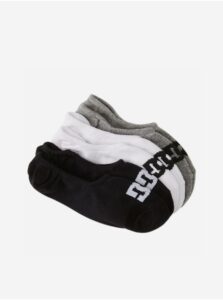 Sada troch párov detských ponožiek v bielej, šedej a čiernej farbe DC