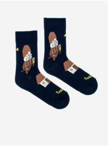 Tmavomodré chlapčenské vzorované ponožky Fusakle Deduško Večerníček