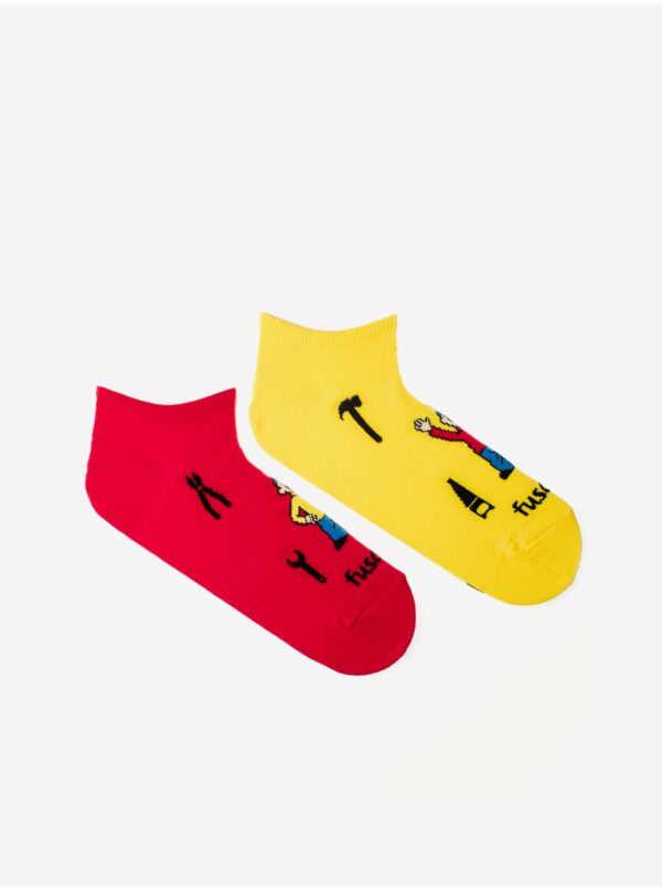 Žlto-červené vzorované ponožky Fusakle Pat a Mat
