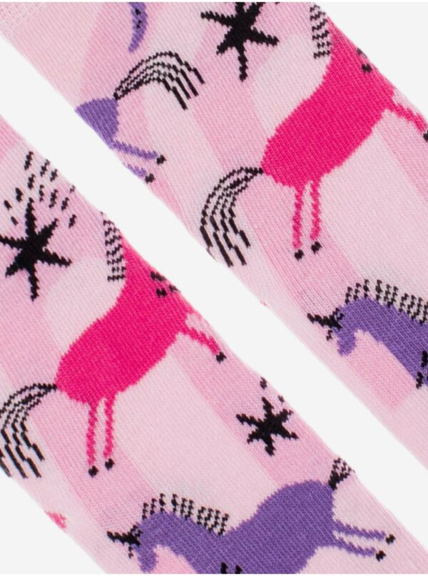 Ružové dievčenské vzorované ponožky Fusakle Jednorožec