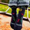Tmavomodré dievčenské vzorované ponožky Fusakle Robot